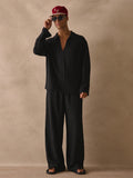 Black Pinstripe Shirt & Trouser Set