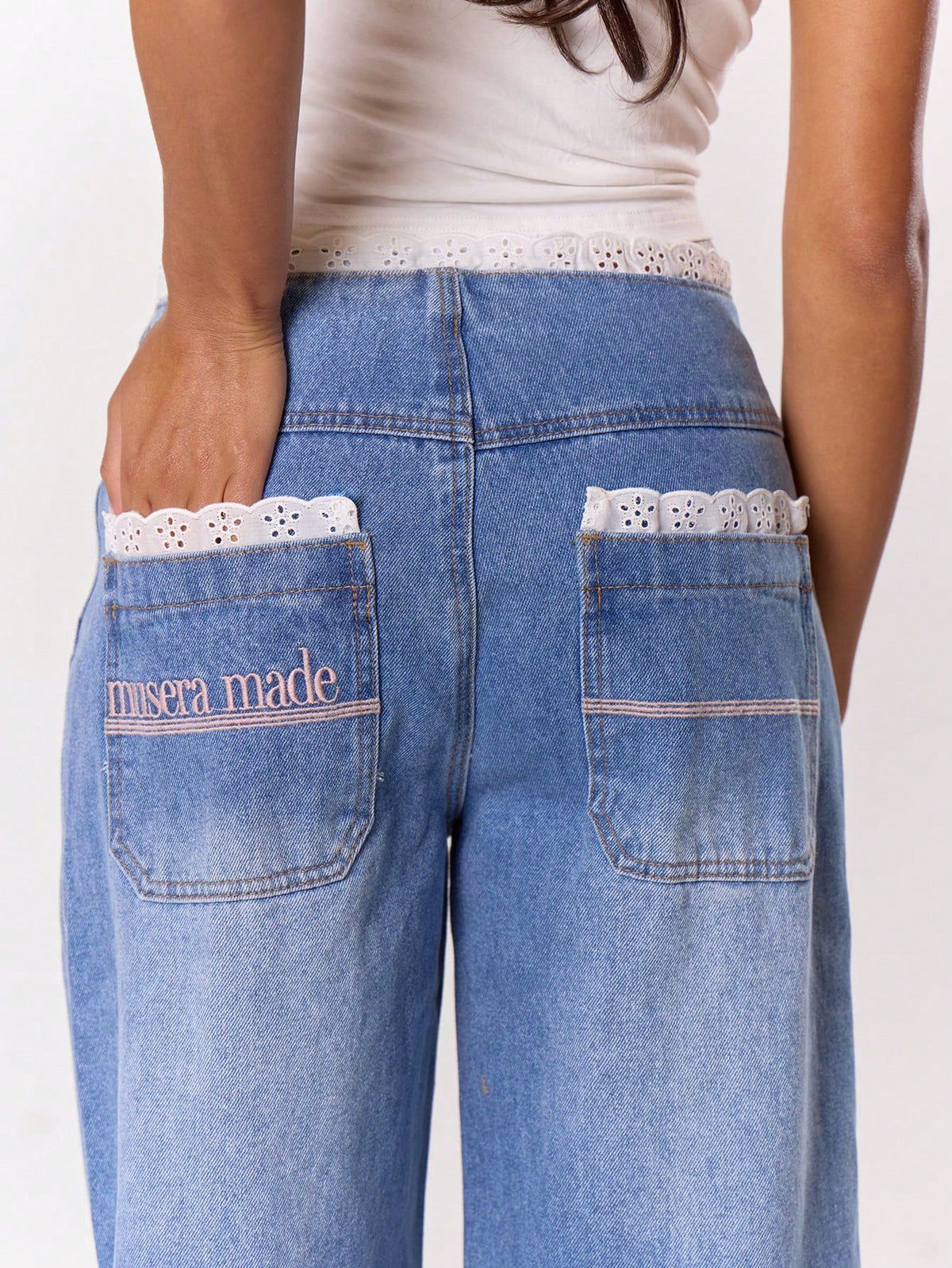 Blue Baggy Wide Leg Jeans