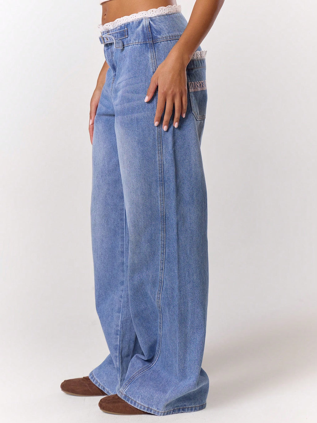 Blue Baggy Wide Leg Jeans