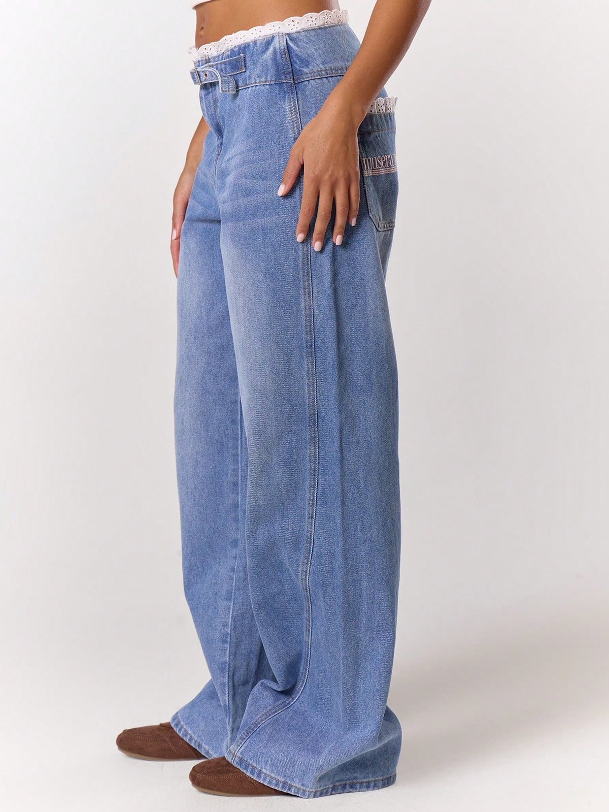 Blue Baggy Wide Leg Jeans