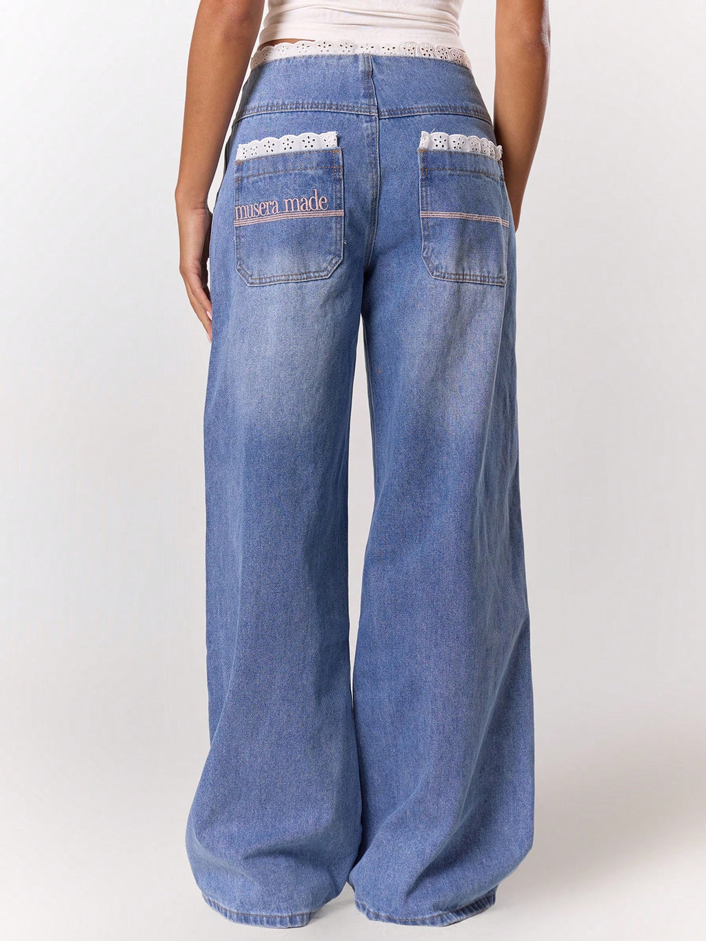 Blue Baggy Wide Leg Jeans