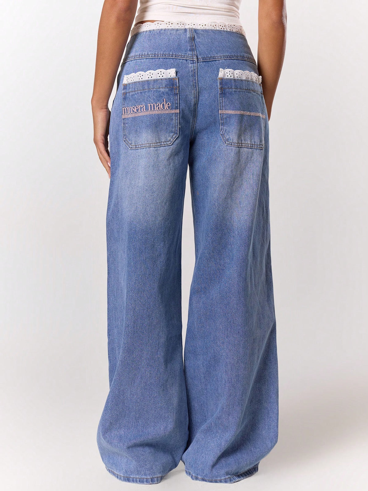 Blue Baggy Wide Leg Jeans