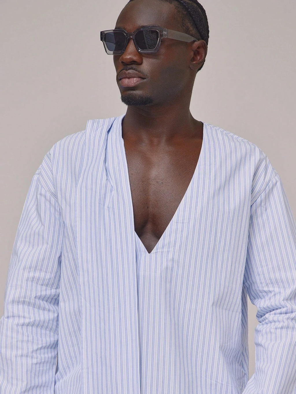 Blue &amp; White Stripe Oversized Shirt