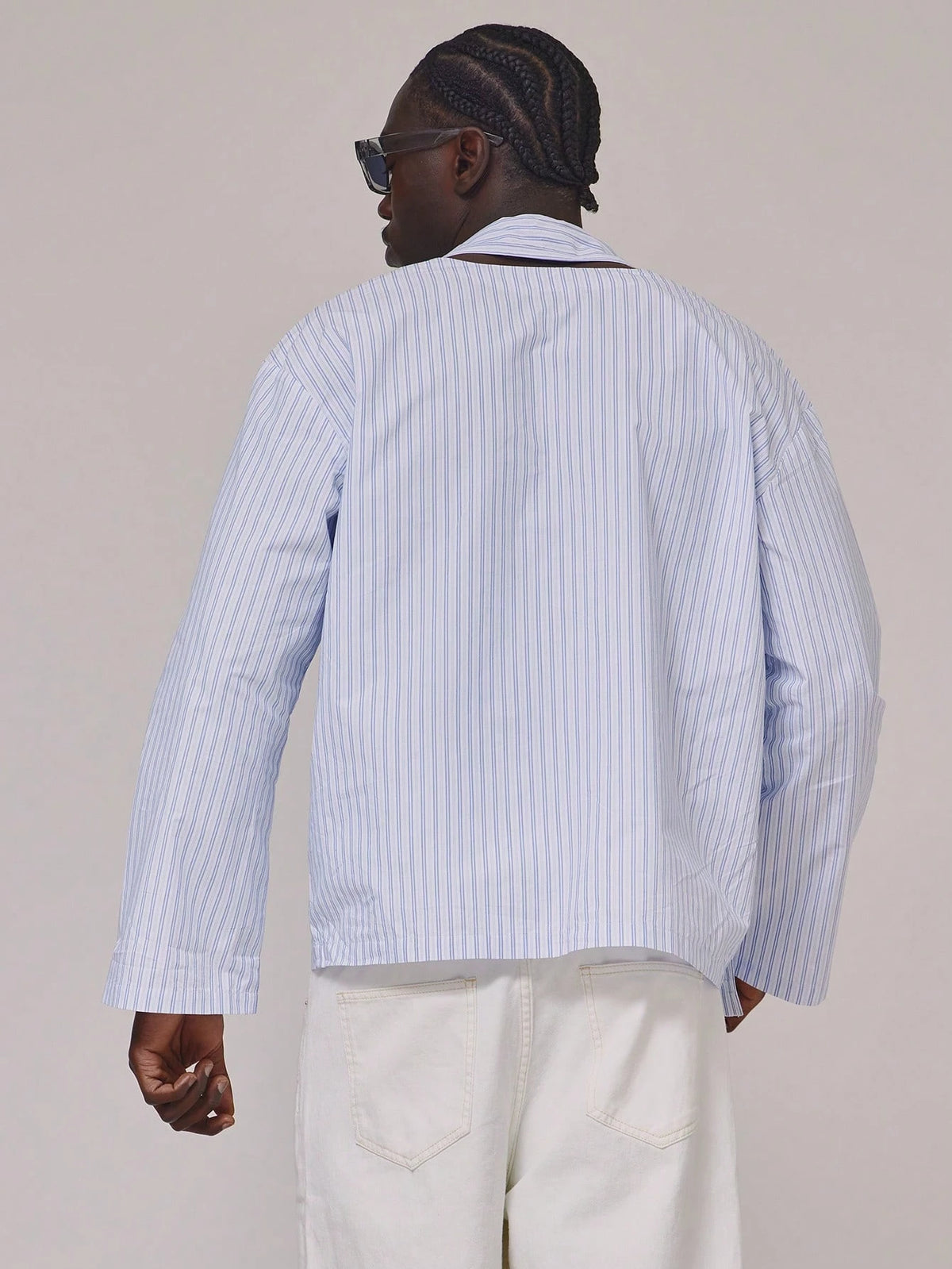 Blue &amp; White Stripe Oversized Shirt