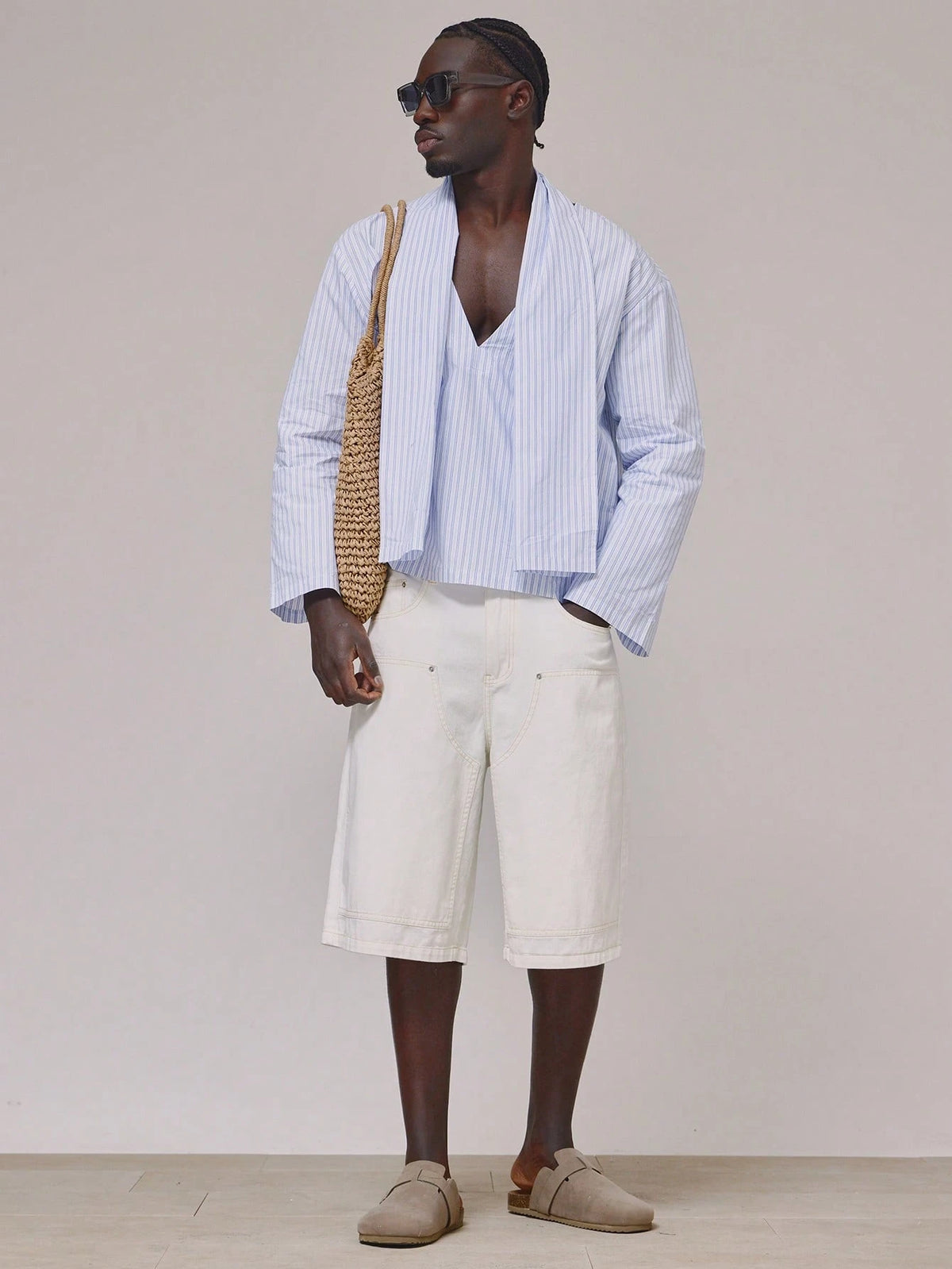 Blue &amp; White Stripe Oversized Shirt