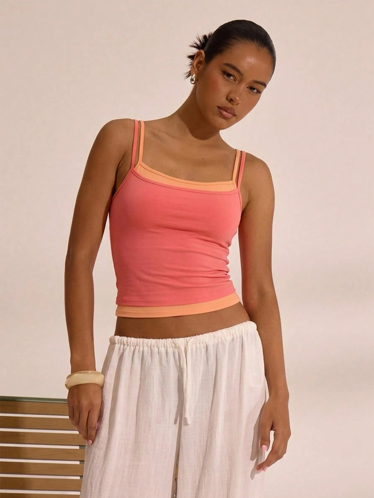 Colourblock Ruched Cami Top