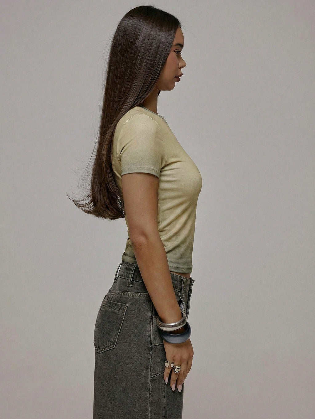 Khaki Washed Baby Tee