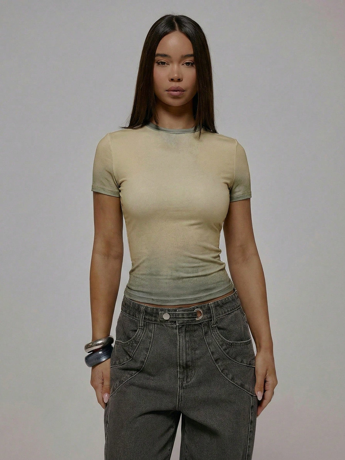 Khaki Washed Baby Tee