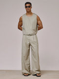 Khaki Baggy Tailored Trousers