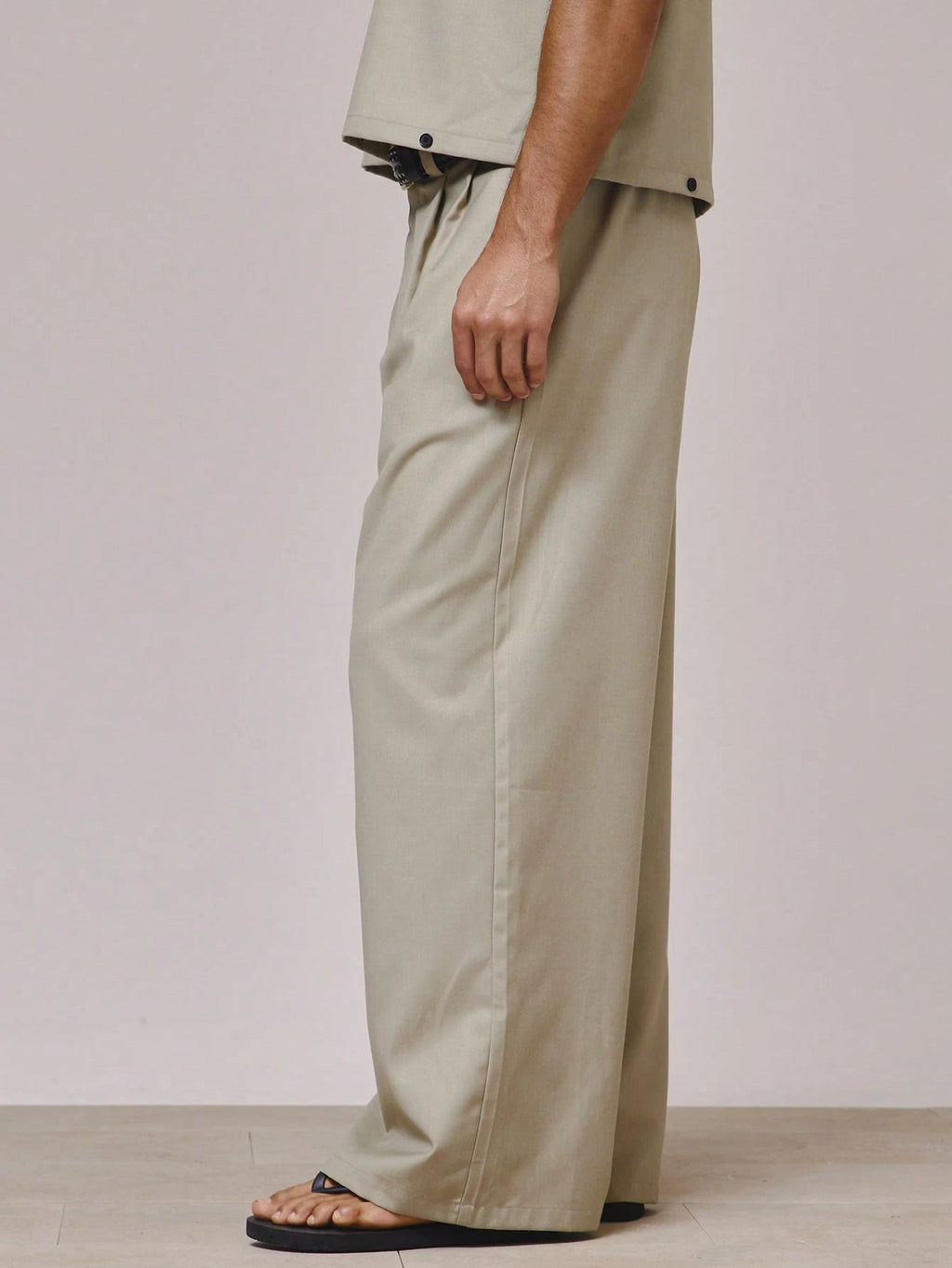 Khaki Baggy Tailored Trousers