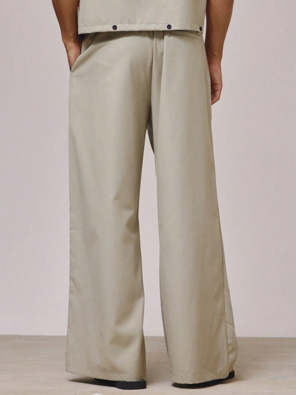 Khaki Baggy Tailored Trousers