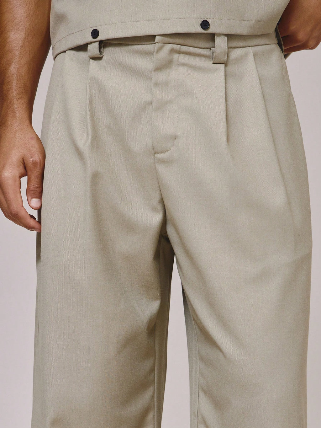 Khaki Baggy Tailored Trousers