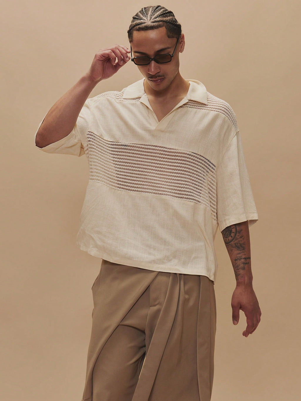 Apricot Stripe Oversized Shirt