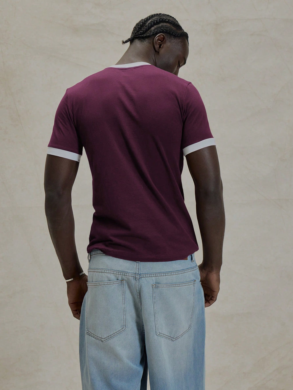 Burgundy Contrast Slim Fit T-Shirt