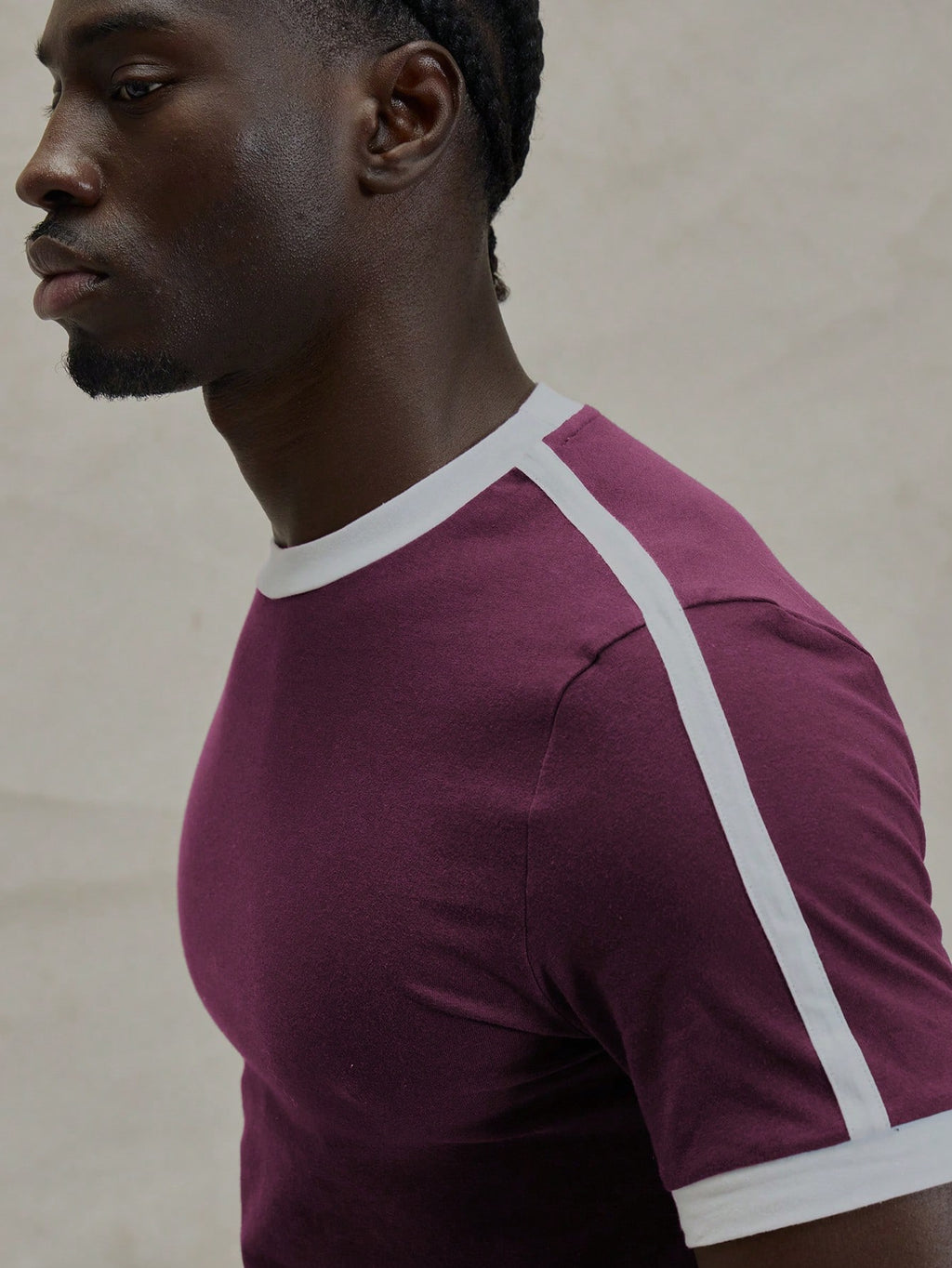 Burgundy Contrast Slim Fit T-Shirt
