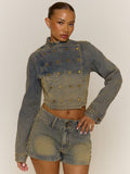 Light Wash Cropped Denim Jacket
