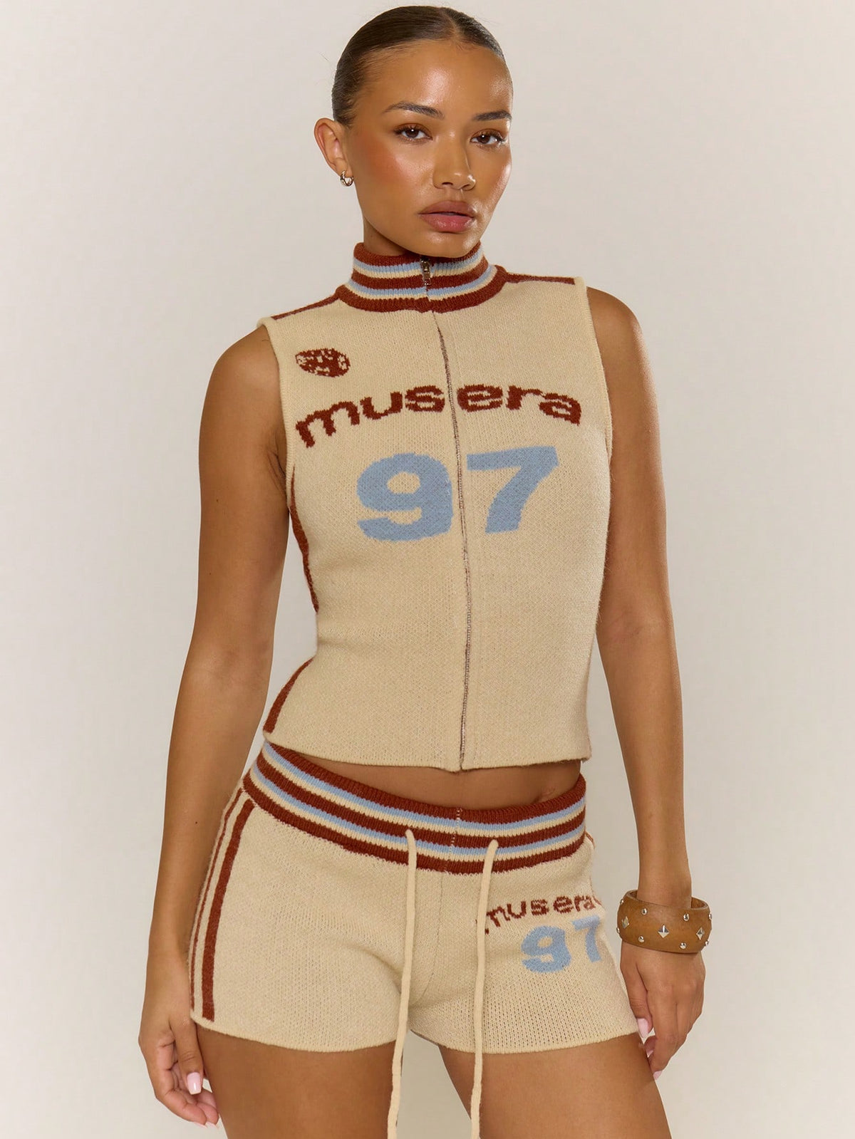 Multicolour Logo Zip Knit Top
