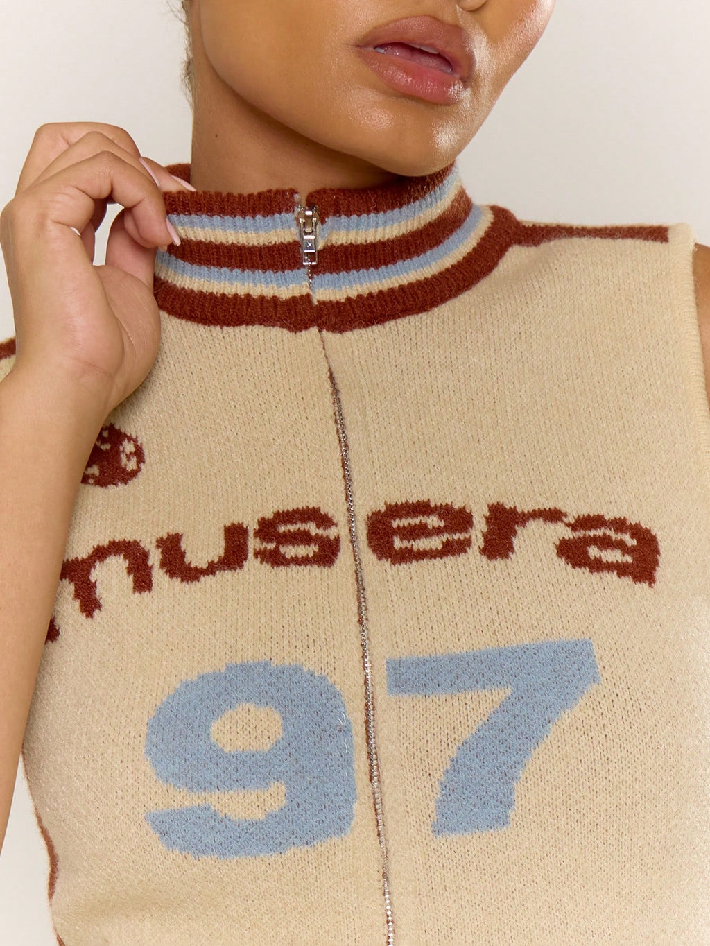 Multicolour Logo Zip Knit Top