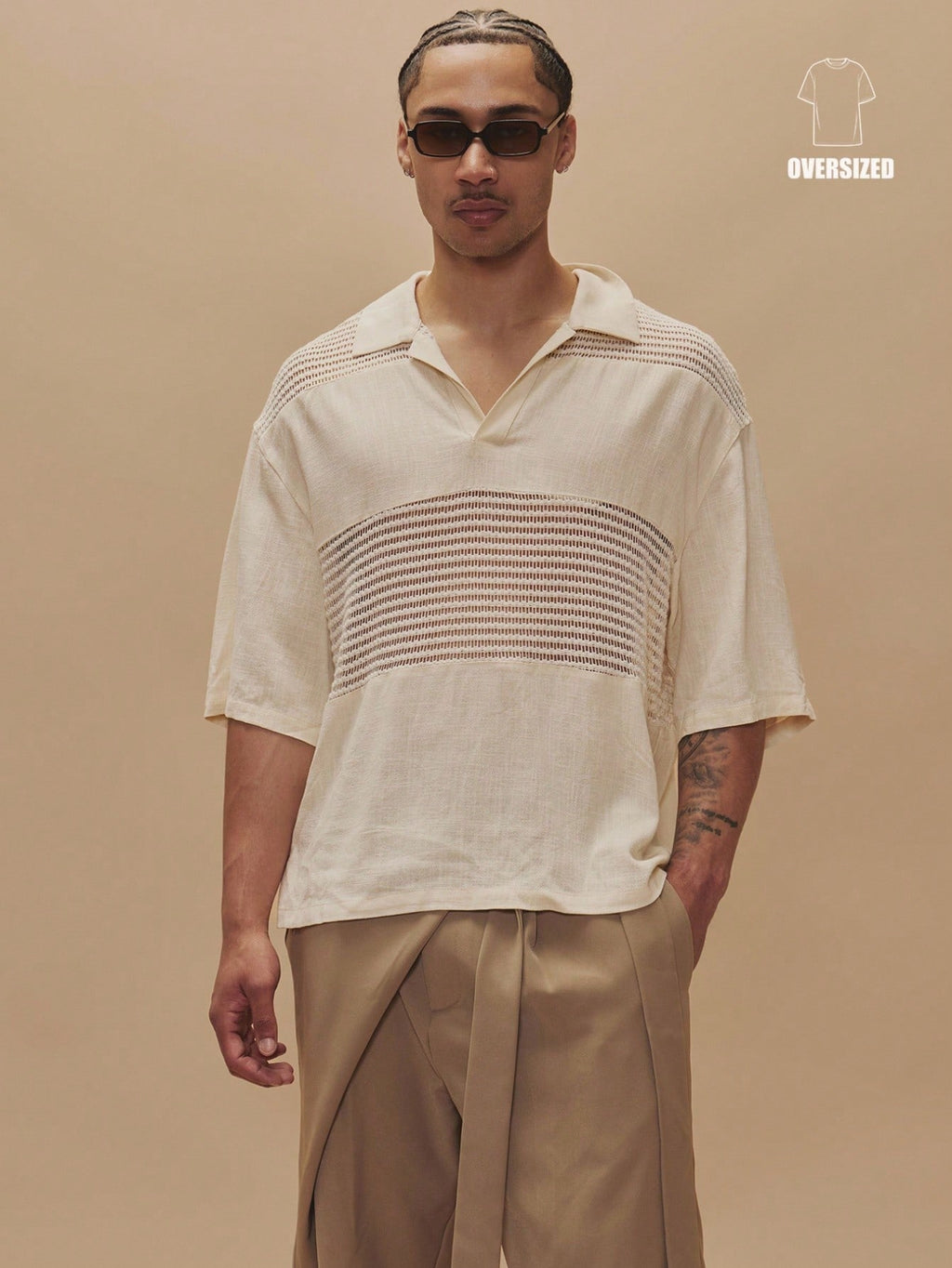 Apricot Stripe Oversized Shirt