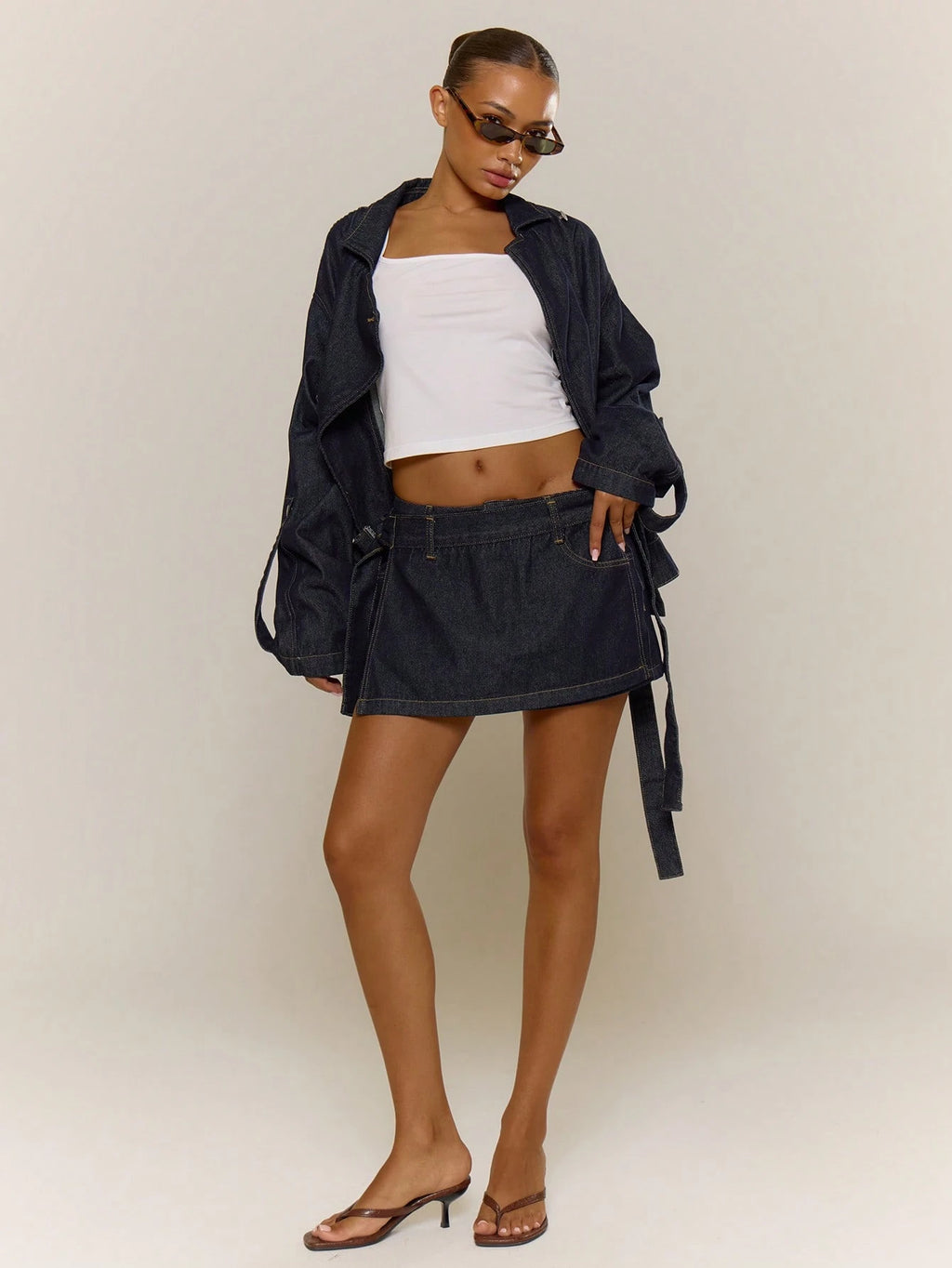 Navy Denim Mini Skort