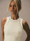 Apricot Rib Knit Crop Tank