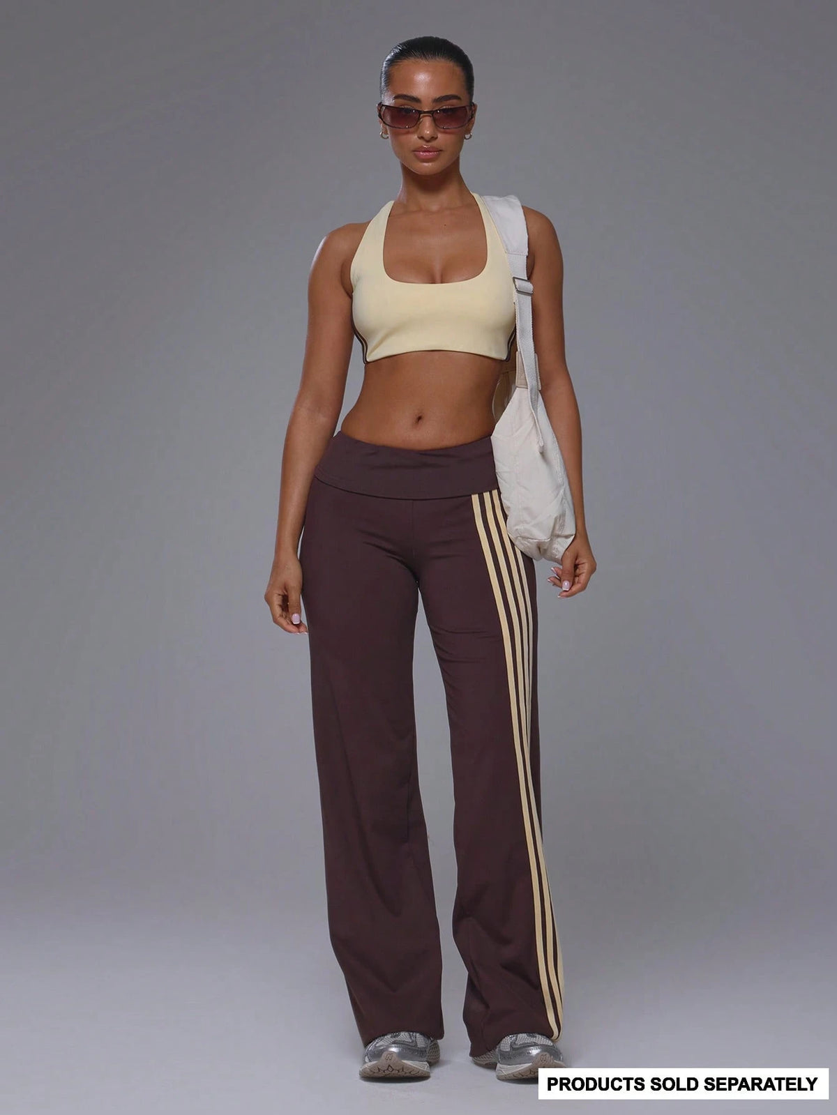 Chocolate Brown Side Stripe Active Wide Leg Trousers