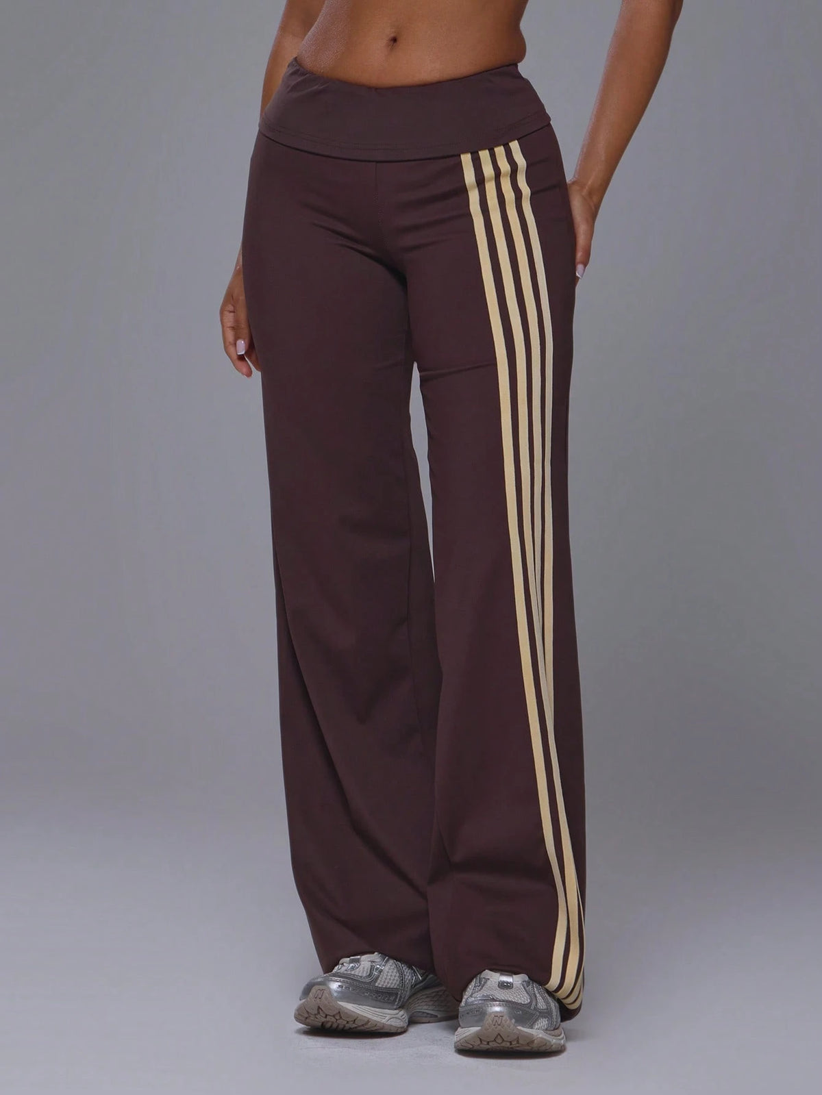 Chocolate Brown Side Stripe Active Wide Leg Trousers