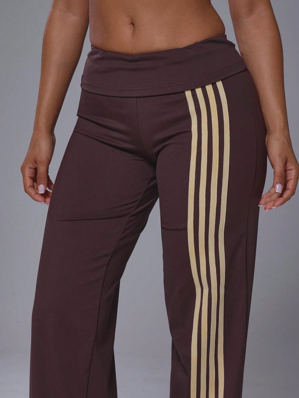 Chocolate Brown Side Stripe Active Wide Leg Trousers
