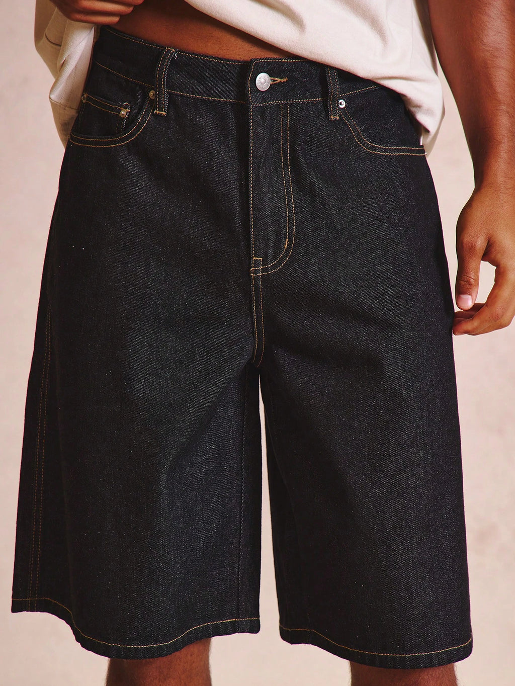 Dark Wash Longline Denim Shorts