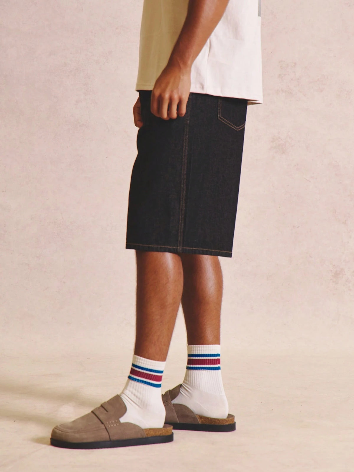 Dark Wash Longline Denim Shorts