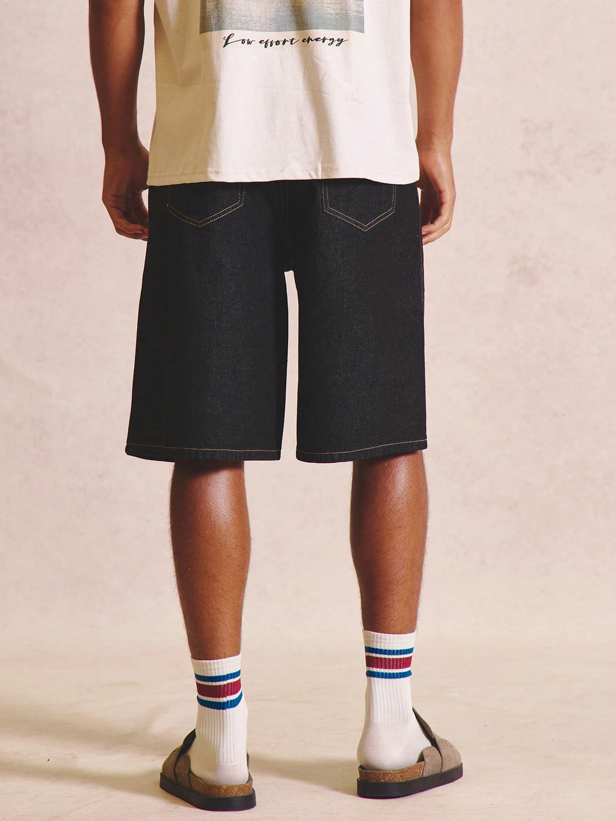 Black Denim Longline Bermuda Shorts