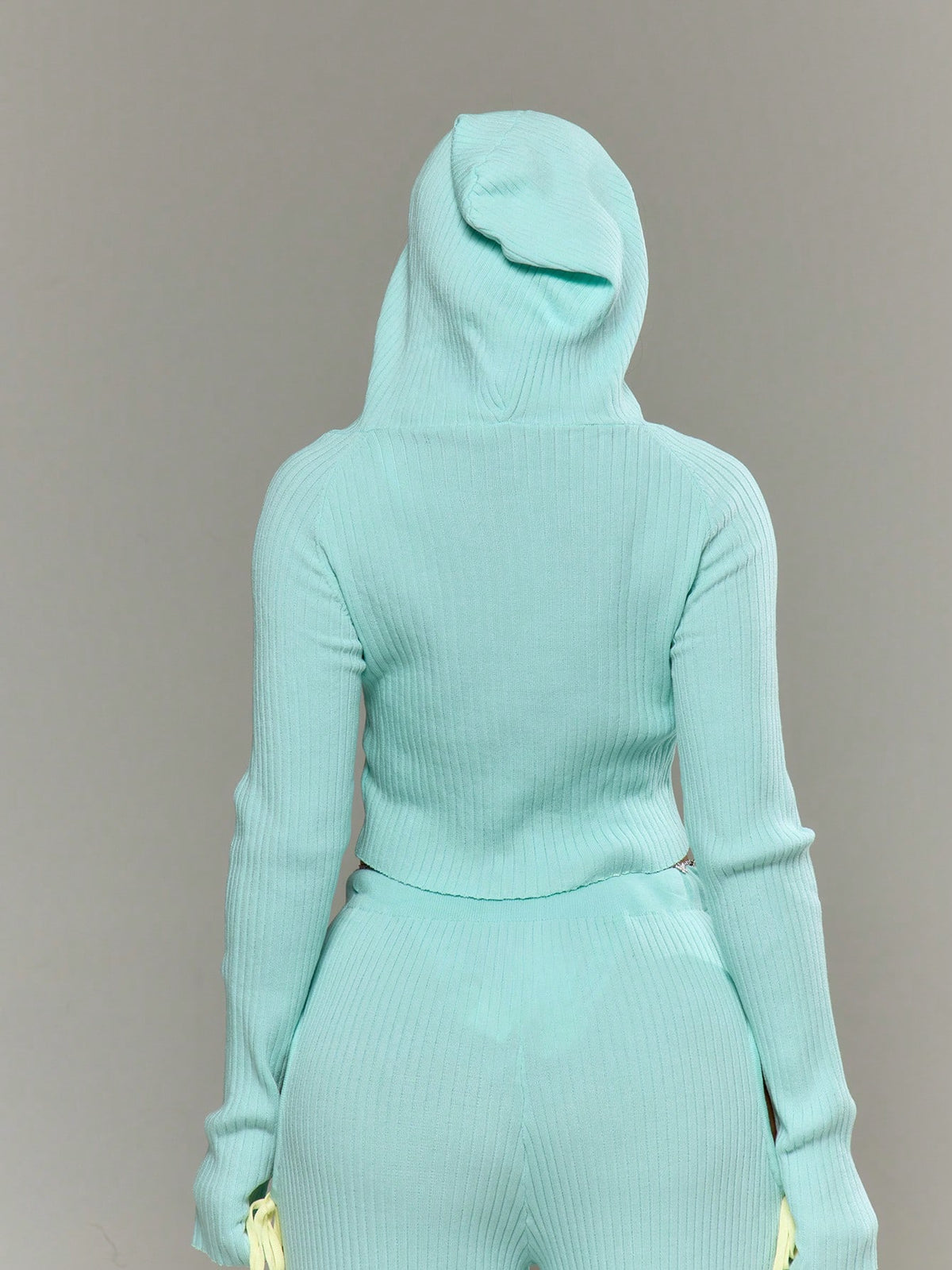 Baby Blue Cropped Knit Hoodie