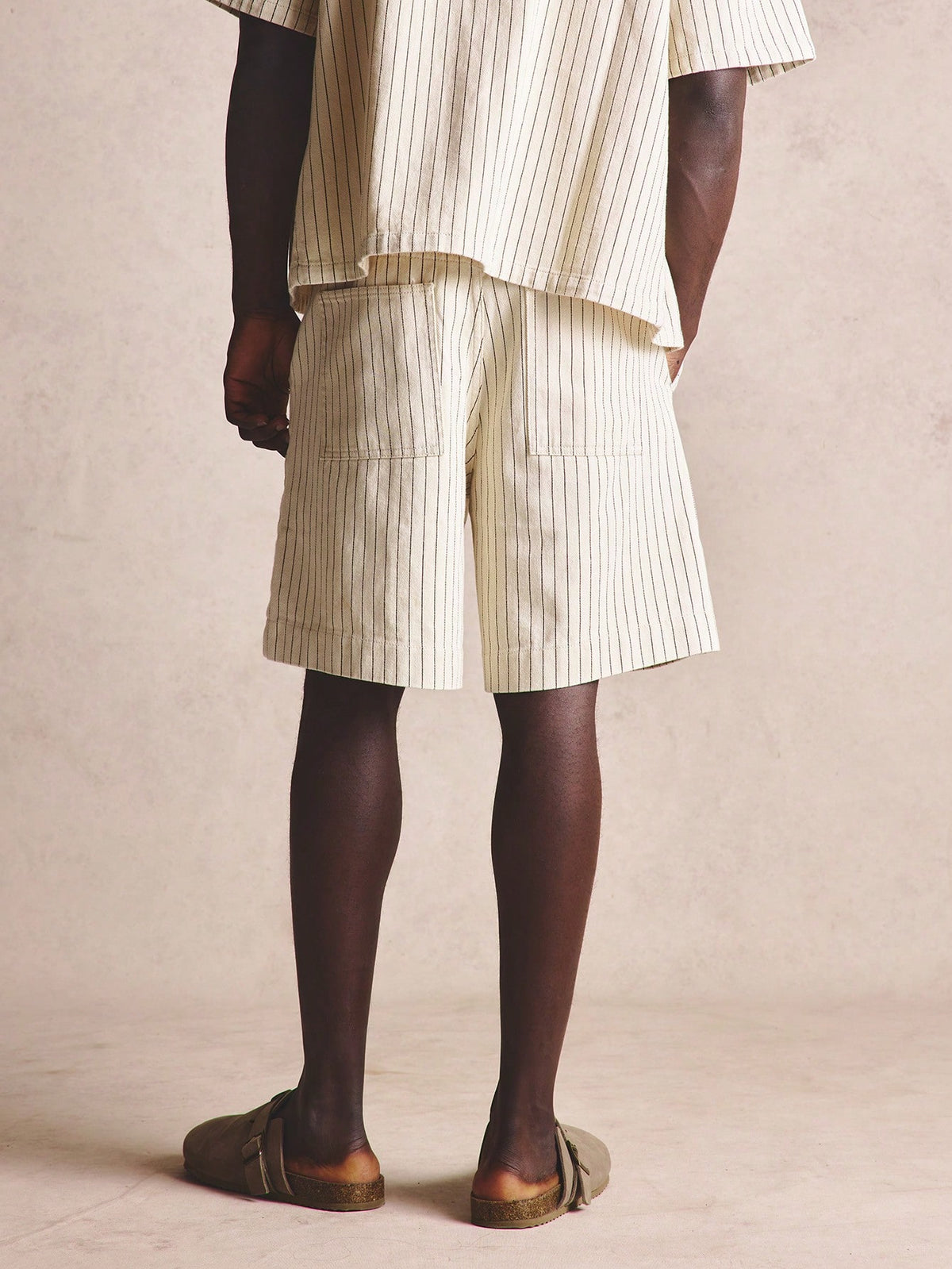 Black &amp; White Stripe Denim Shorts