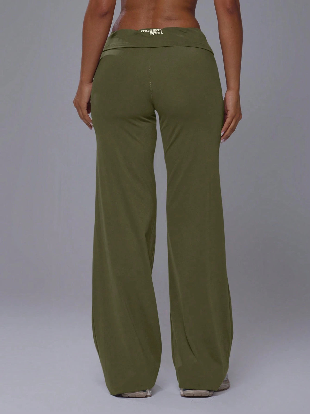 Khaki Side Stripe Active Wide Leg Trousers