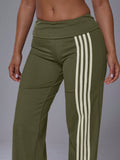 Khaki Side Stripe Active Wide Leg Trousers