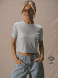 Grey Crew Neck Crop Tee