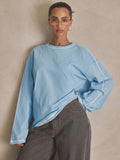 Washed Oversized Long Sleeve Top – Baby Blue