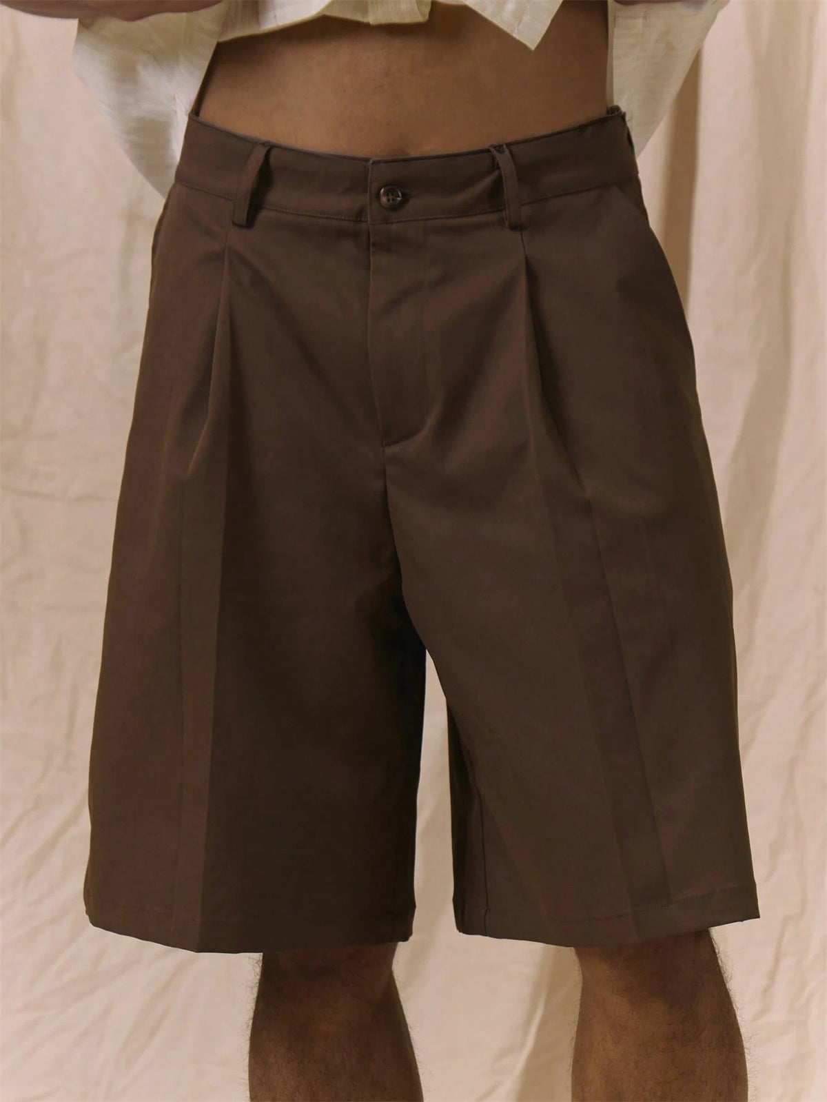 Coffee Brown Longline Bermuda Shorts