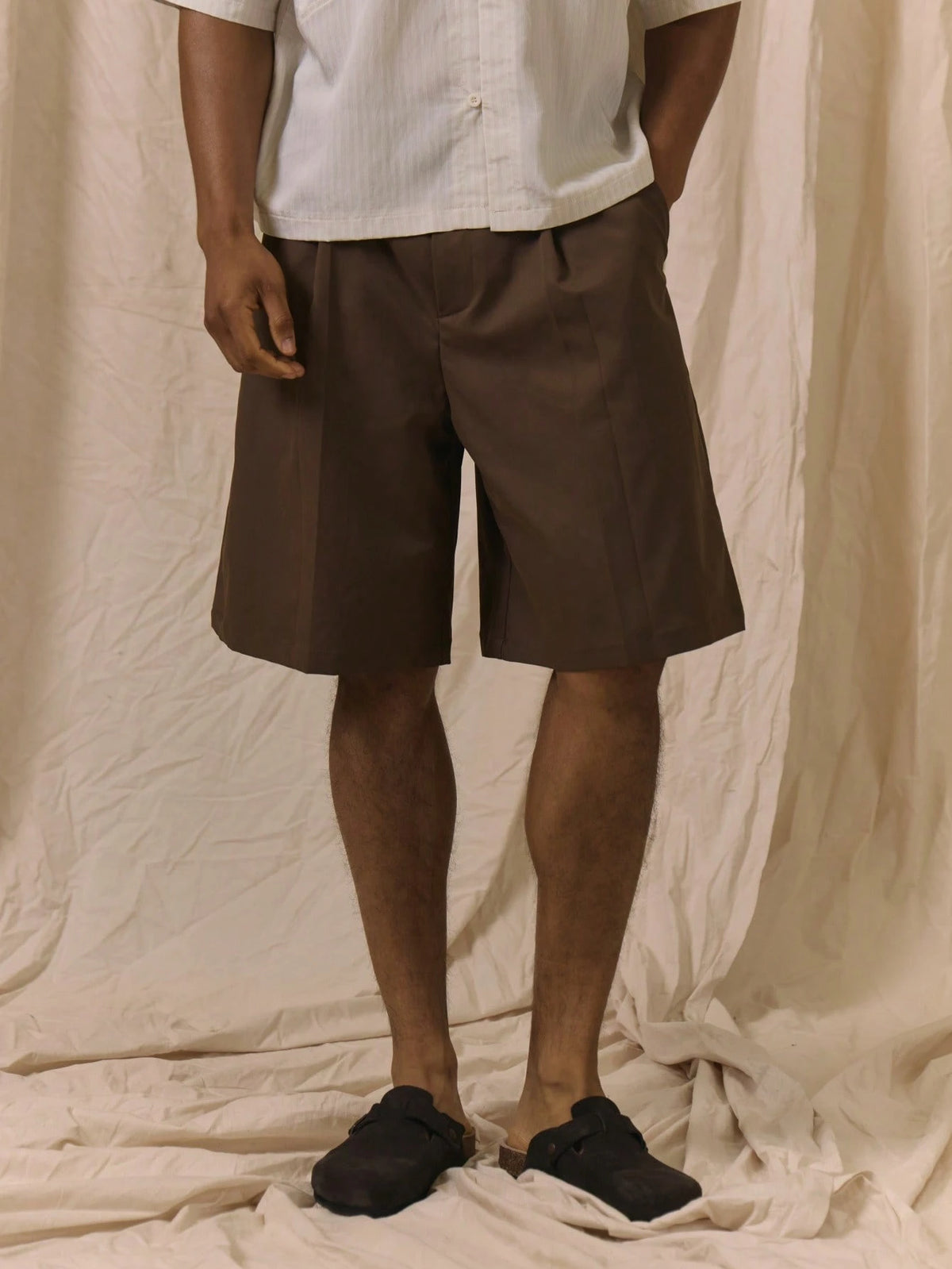 Coffee Brown Longline Bermuda Shorts