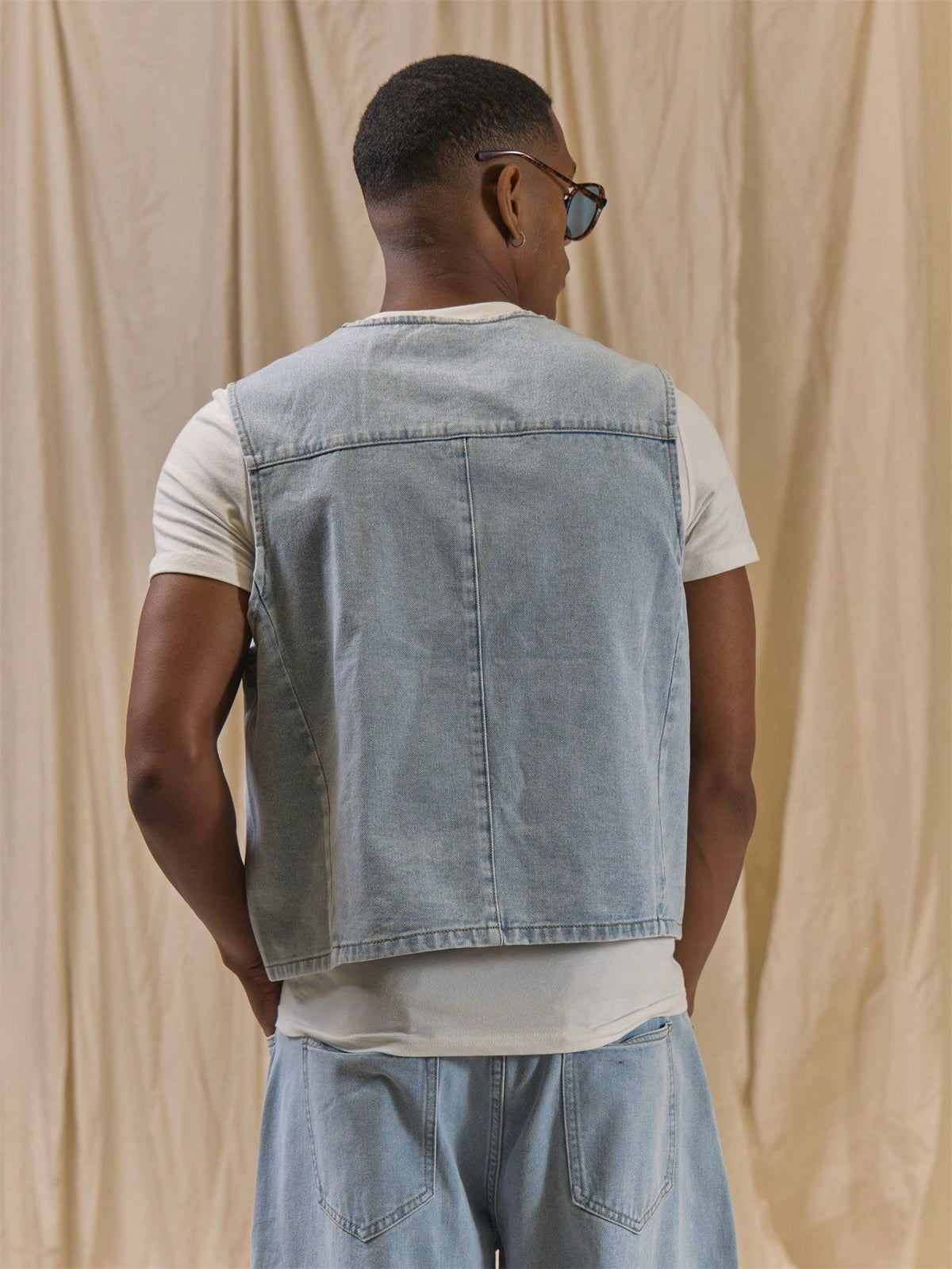 Blue Denim Cropped Vest