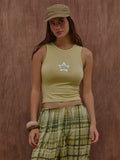 Yellow Star Embroidered Tank Top