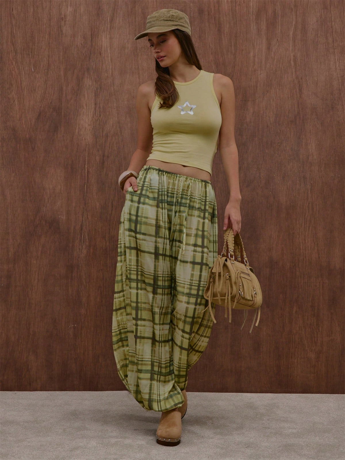 Yellow Star Embroidered Tank Top
