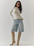 Baby Blue Distressed Denim Jorts