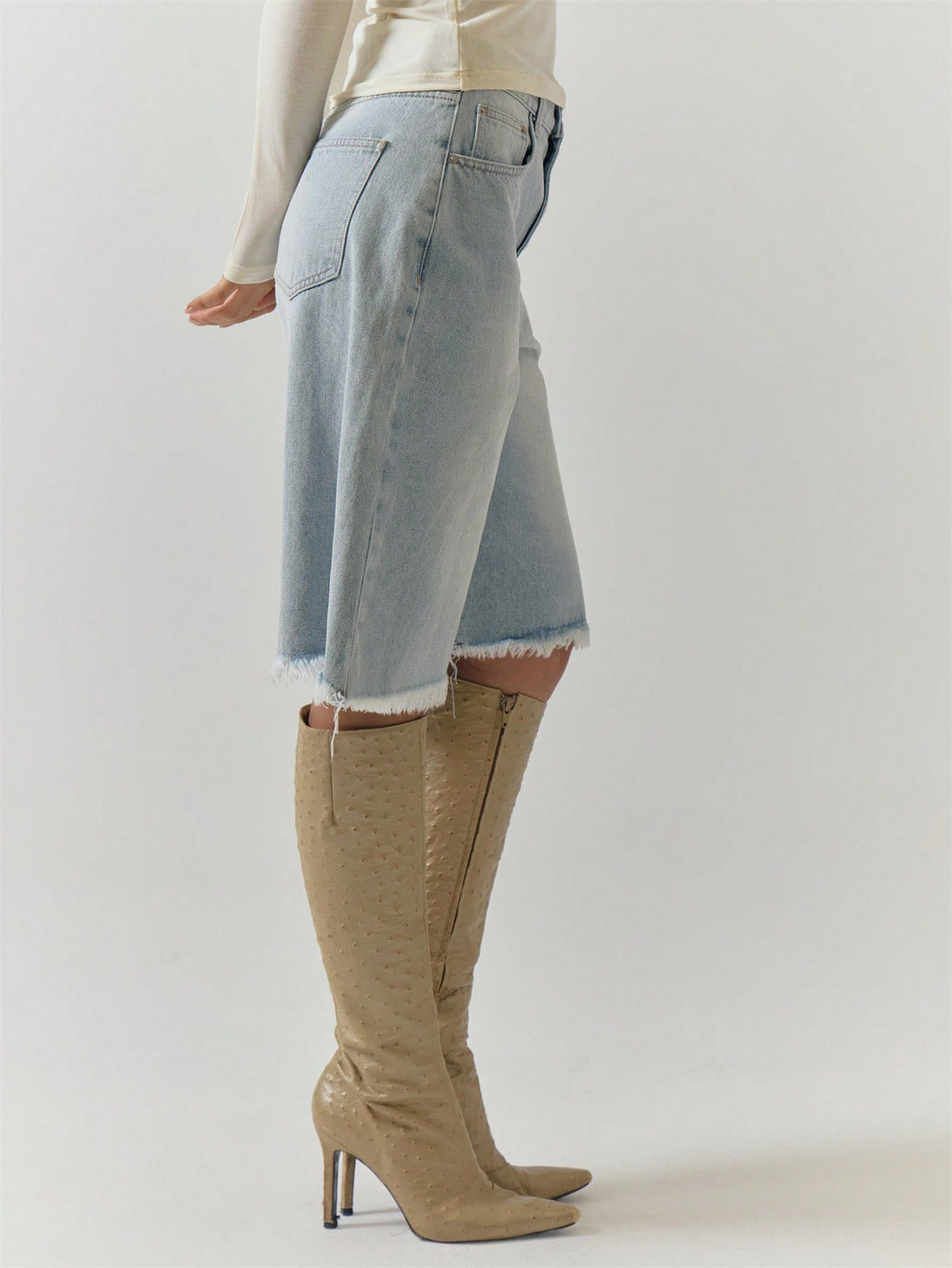 Baby Blue Distressed Denim Jorts