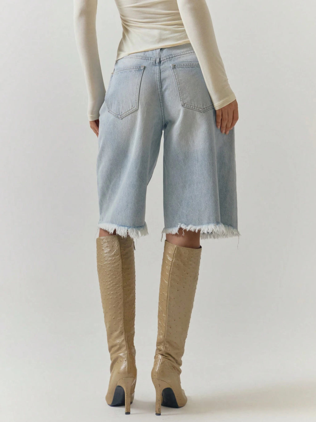 Baby Blue Distressed Denim Jorts