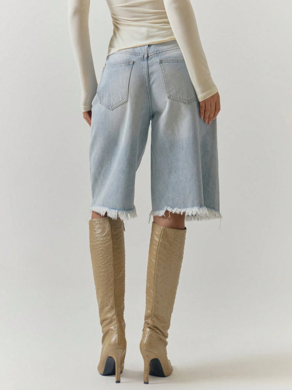 Baby Blue Distressed Denim Jorts
