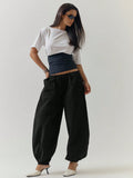 Black Shell Parachute Cuffed Trousers