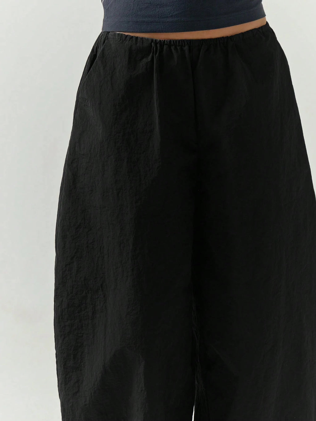 Black Shell Parachute Cuffed Trousers