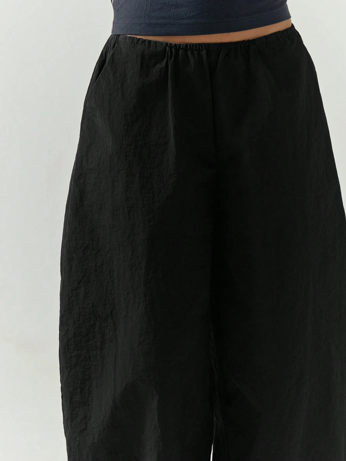 Black Shell Parachute Cuffed Trousers