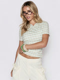 Green Check Ruched Top
